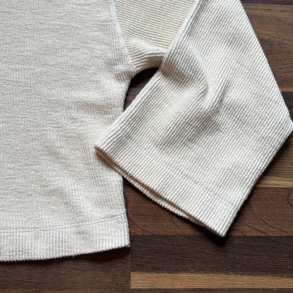 Stateside Jasper Knit Cord Flare Sleeve Top Cream Ribbed Size Small - Picture 6 of 7